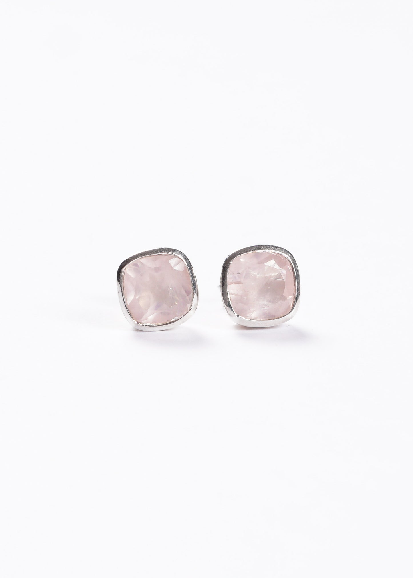 Caravanas cuarzo rosa cuadradas 10mm plata 925 - Amor