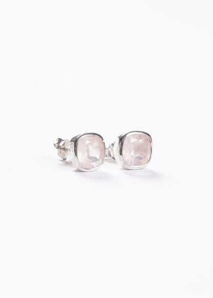 Caravanas cuarzo rosa cuadradas 10mm plata 925 - Amor