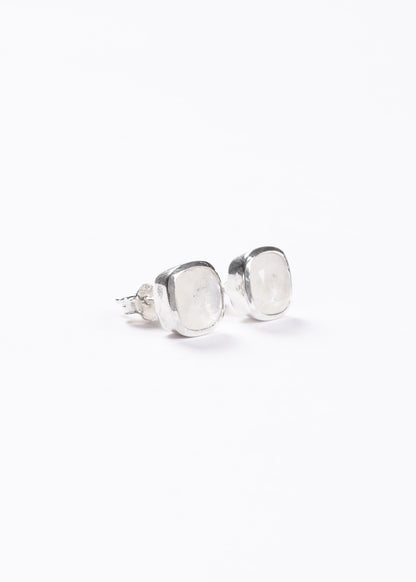 Caravanas piedra luna cuadradas 10mm plata 925 - Paz