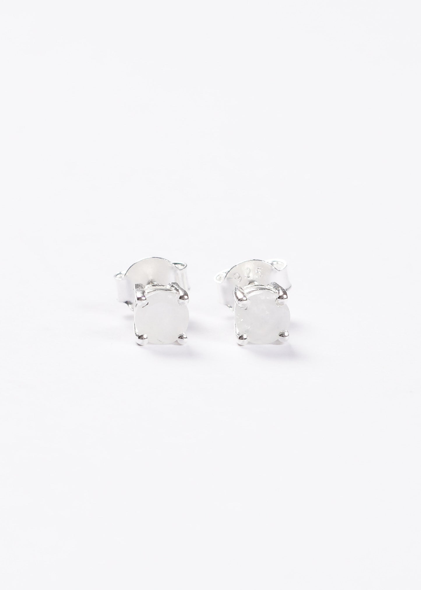 Caravanas piedra luna redondas 5mm plata 925 - Paz