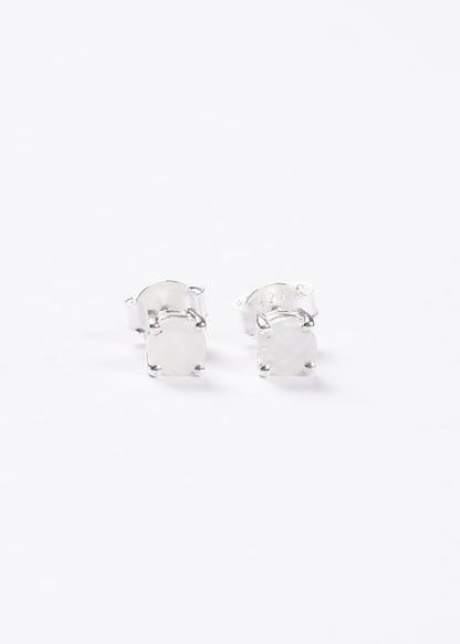 Caravanas piedra luna redondas 5mm plata 925 - Paz