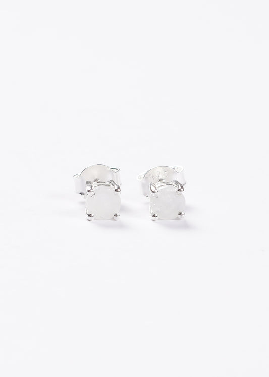 Caravanas piedra luna redondas 5mm plata 925 - Paz