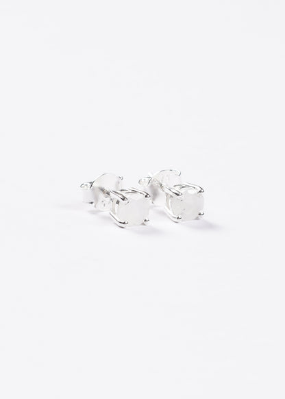 Caravanas piedra luna redondas 5mm plata 925 - Paz