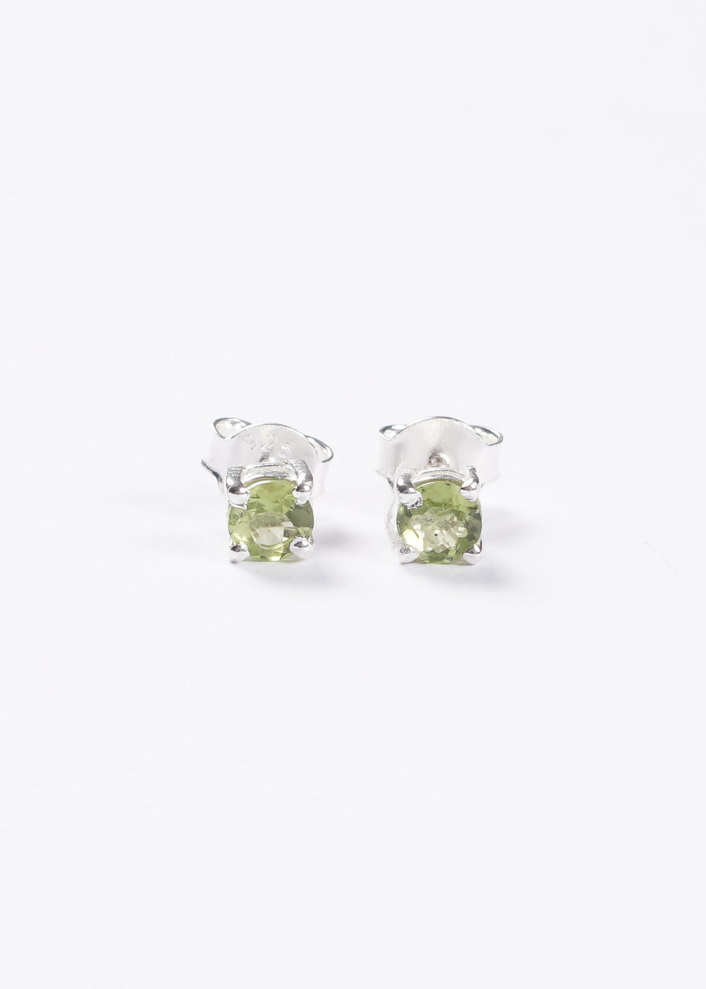 Caravanas peridoto redondas 5mm plata 925 - Riqueza