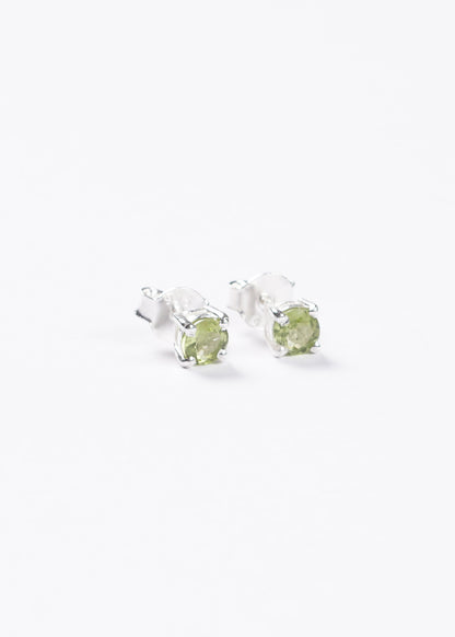 Caravanas peridoto redondas 5mm plata 925 - Riqueza