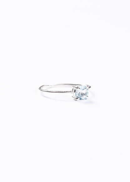 Anillo piedra topacio celeste 6mm plata 925 - Prosperidad