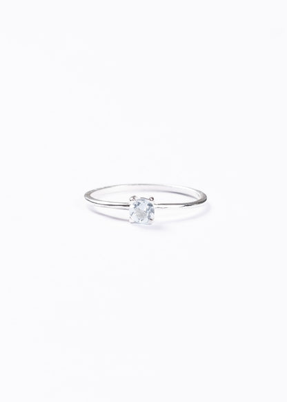 Anillo topacio celeste 4mm plata 925 - Prosperidad
