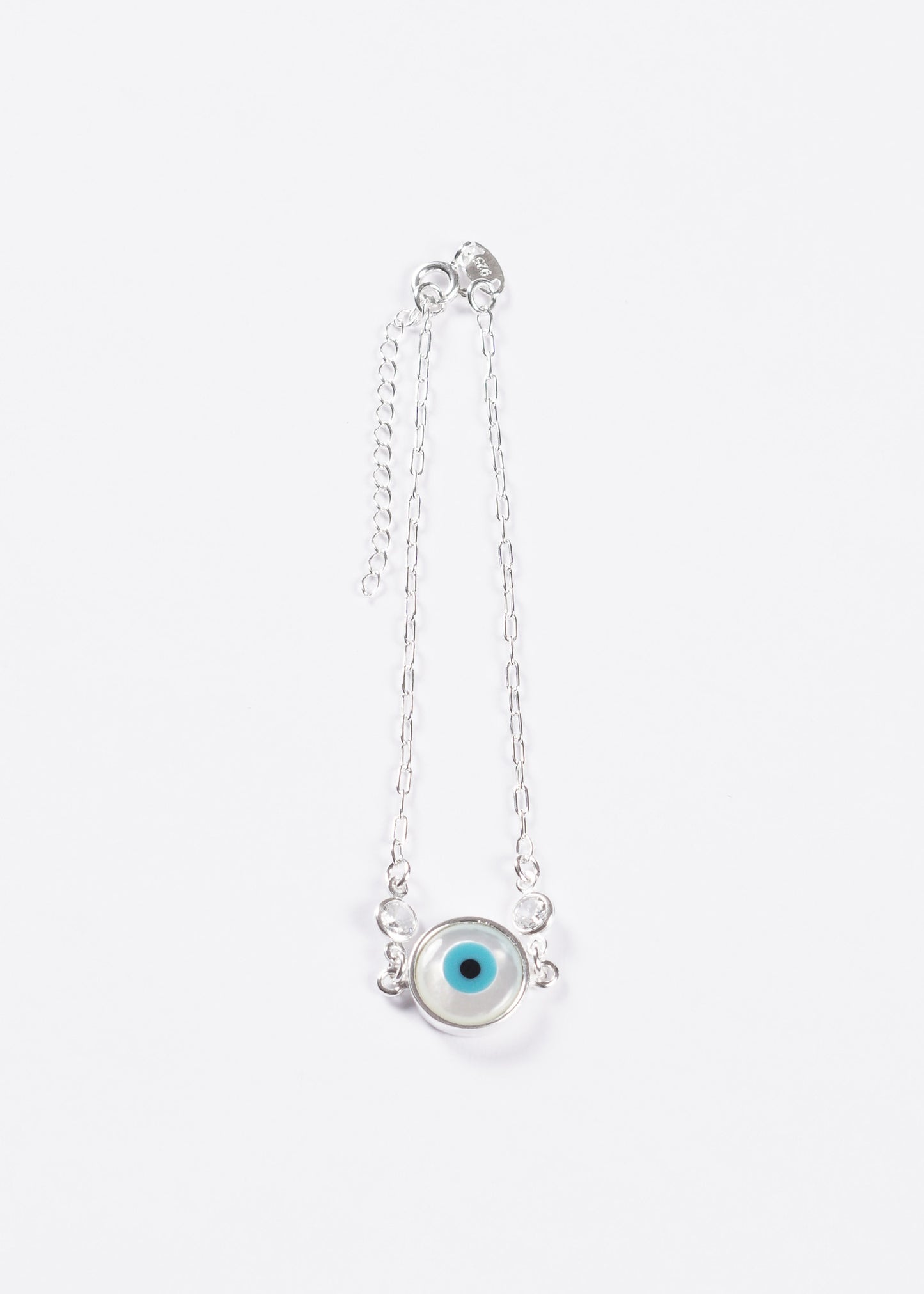 Pulsera forcé ojo turco grande y puntos luz plata 925