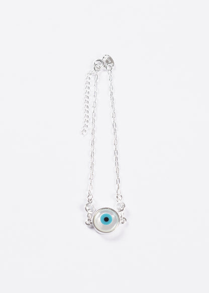 Pulsera forcé ojo turco grande y puntos luz plata 925