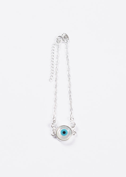Pulsera forcé ojo turco grande y puntos luz plata 925