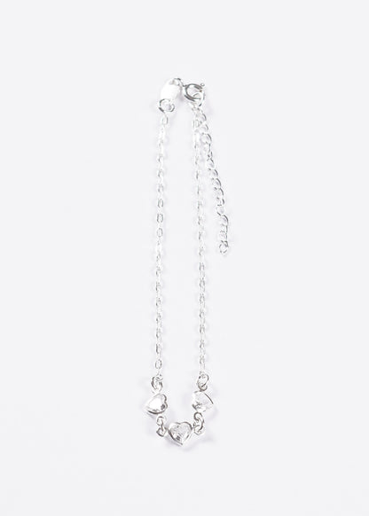 Pulsera forcé tres corazones pequeños plata 925