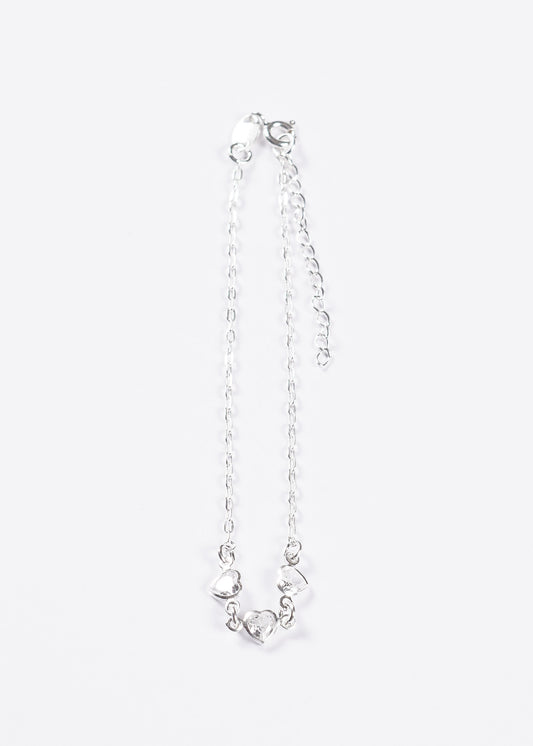 Pulsera forcé tres corazones pequeños plata 925