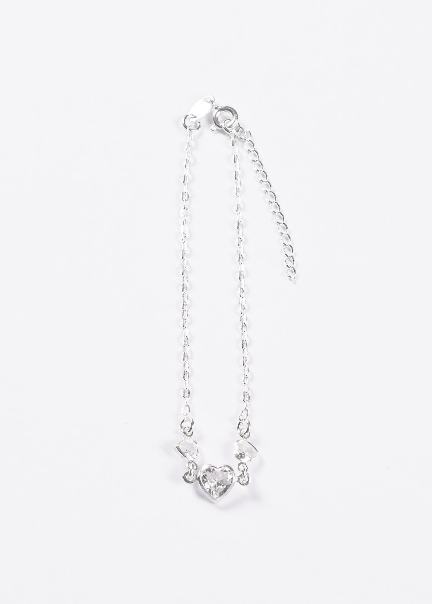 Pulsera forcé corazón grande y pequeños plata 925