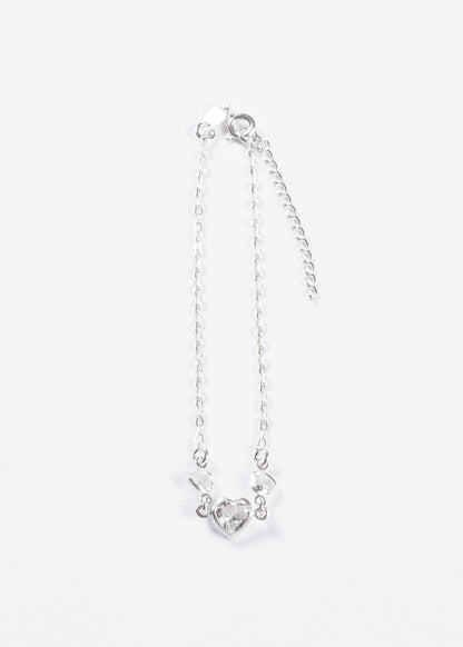 Pulsera forcé corazón grande y pequeños plata 925