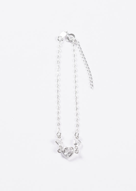 Pulsera forcé corazón grande y pequeños plata 925