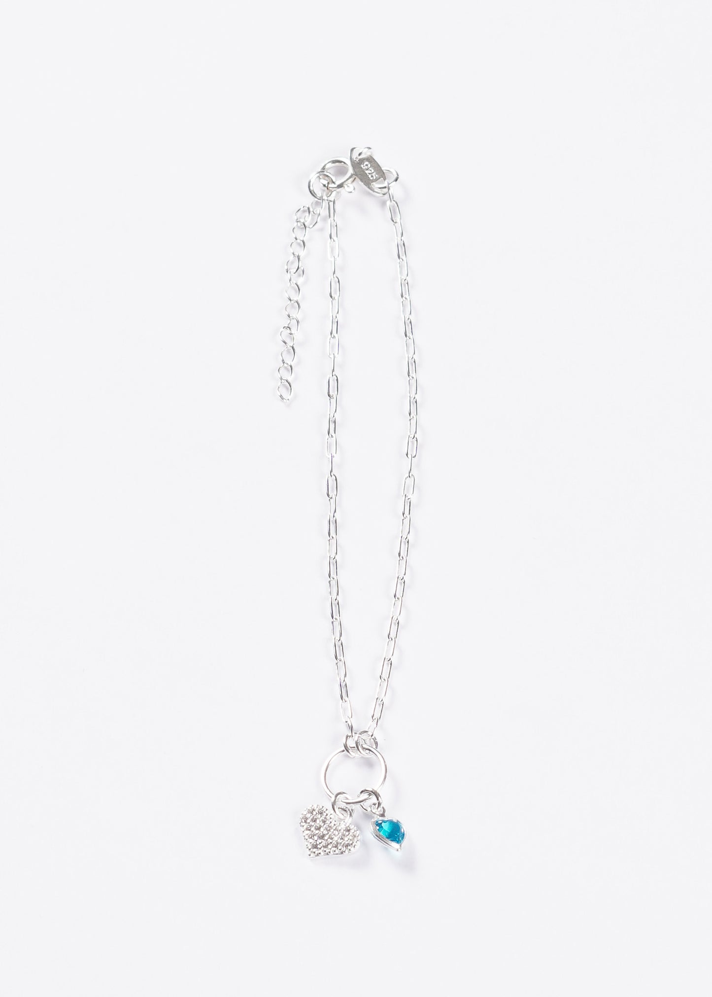 Pulsera forcé círculo y corazón turquesa plata 925