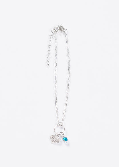Pulsera forcé círculo y corazón turquesa plata 925