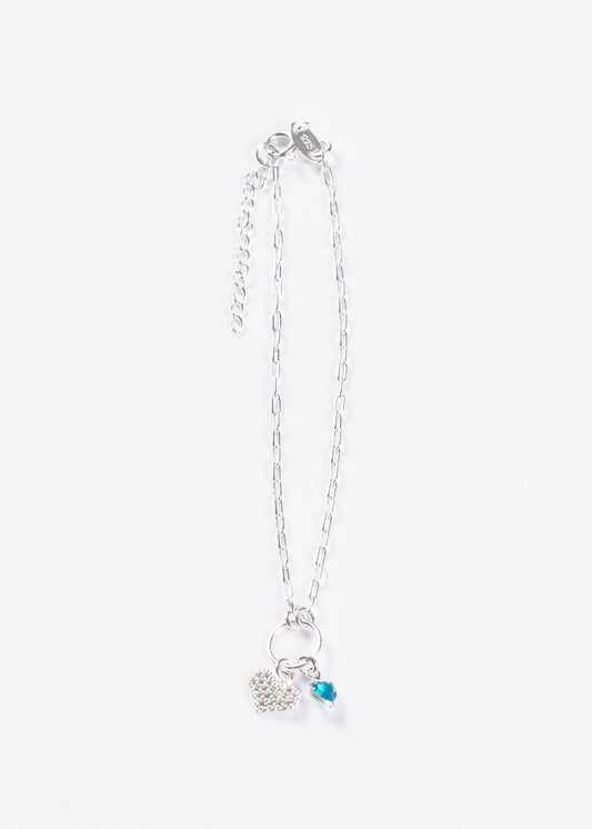 Pulsera forcé círculo y corazón turquesa plata 925