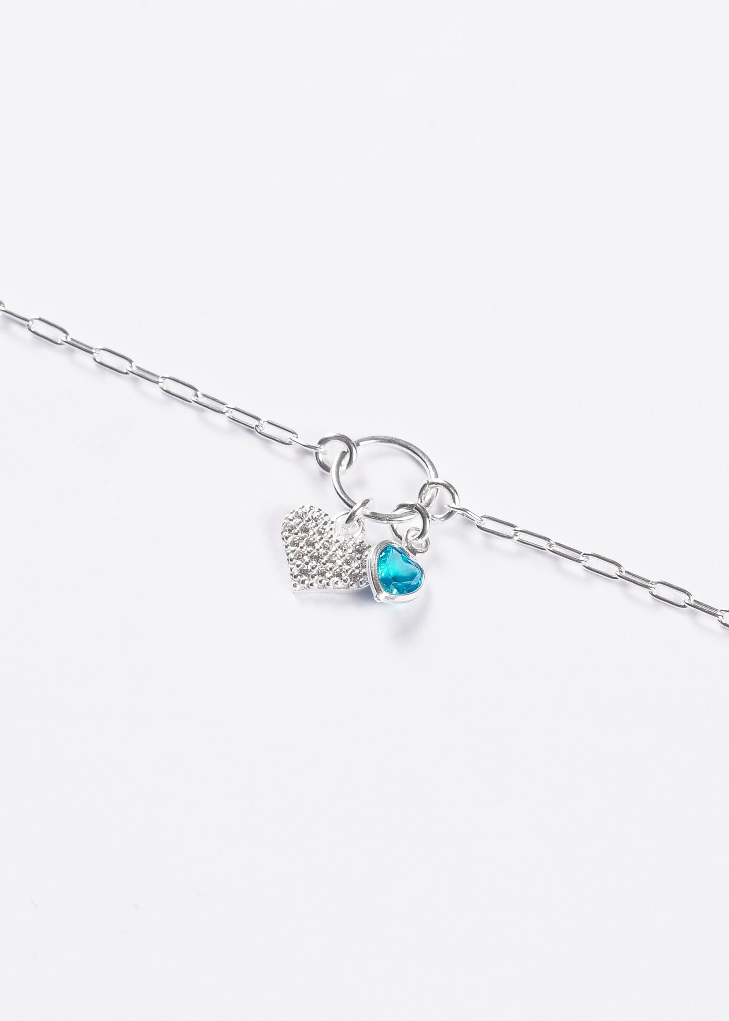 Pulsera forcé círculo y corazón turquesa plata 925