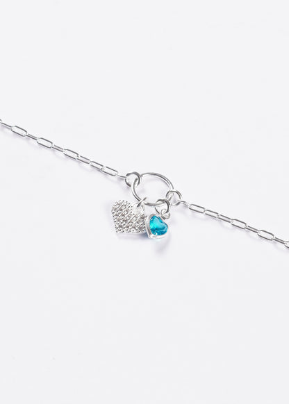 Pulsera forcé círculo y corazón turquesa plata 925