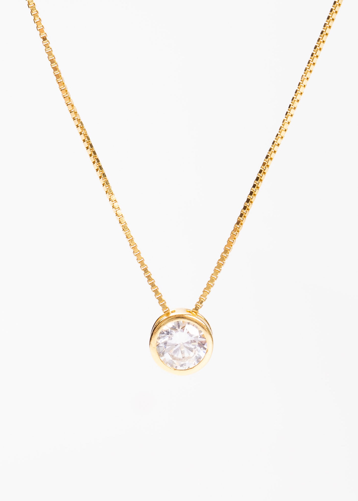 Collar punto luz grande 7mm plata 925 bañado en oro 18k