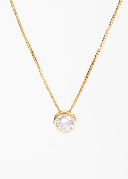 Collar punto luz grande 7mm plata 925 bañado en oro 18k