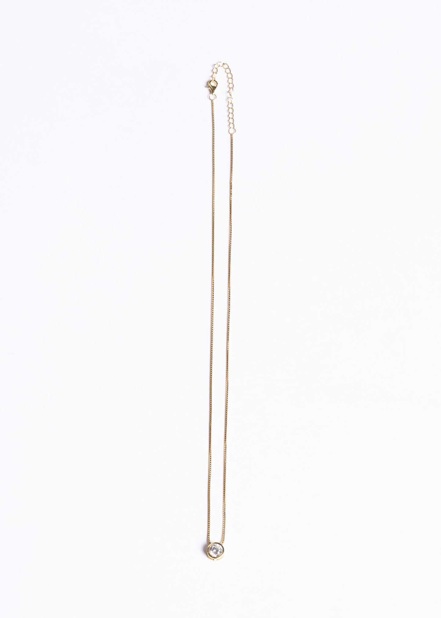 Collar punto luz grande 7mm plata 925 bañado en oro 18k