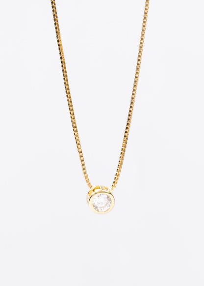 Collar punto luz chico 5mm plata 925 bañado en oro 18k