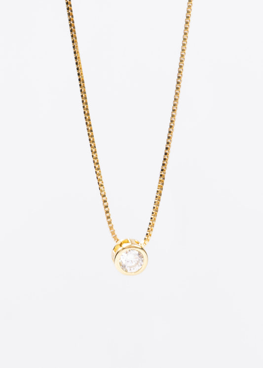 Collar punto luz chico 5mm plata 925 bañado en oro 18k