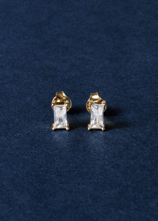 Caravanas zirconia rectangular plata 925 baño en oro 18k