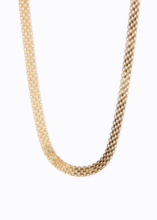 Cadena Bismarck 4mm plata 925 bañada en oro 18k