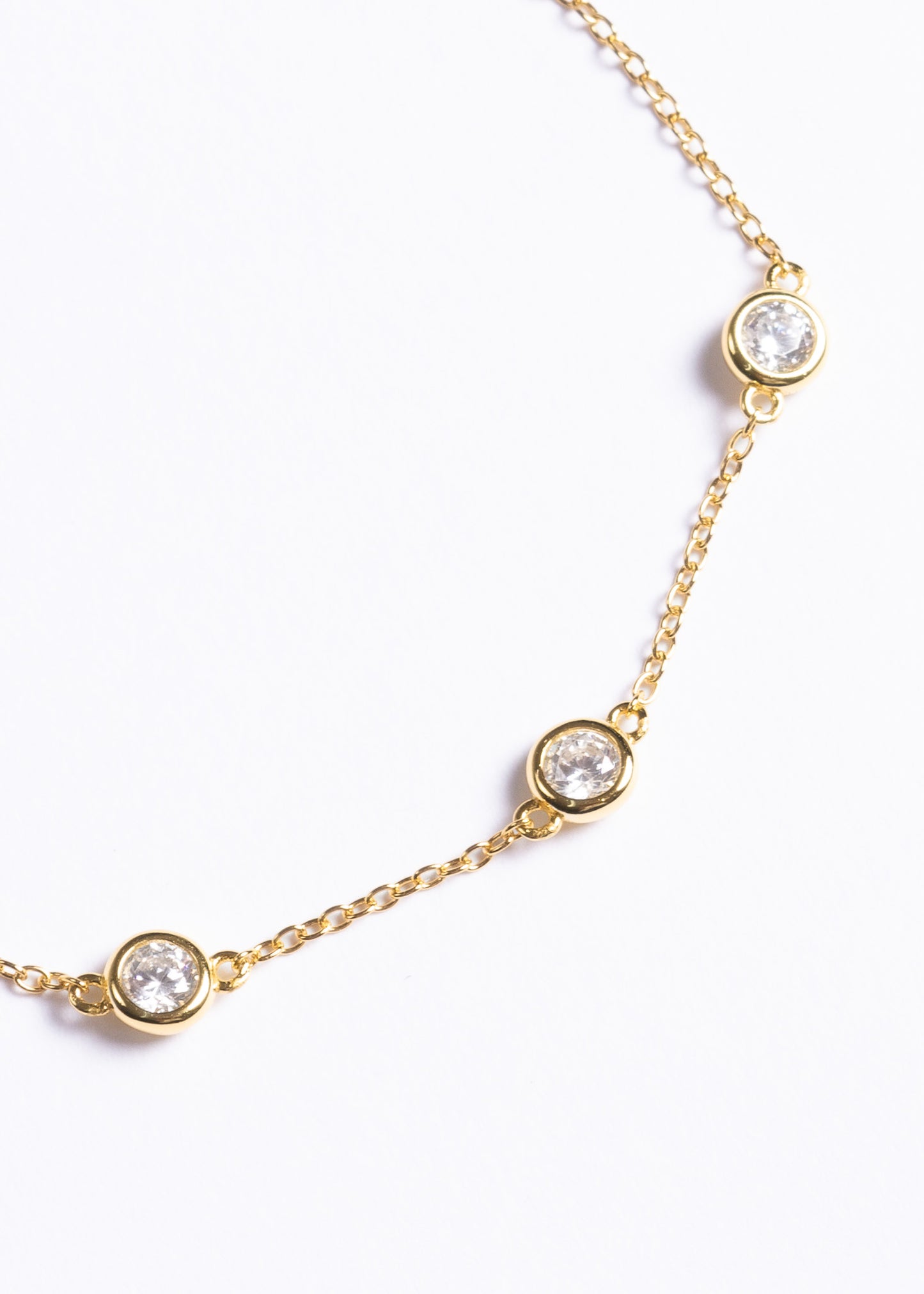 Pulsera forcé 3 puntos luz plata 925 baño en oro 18k