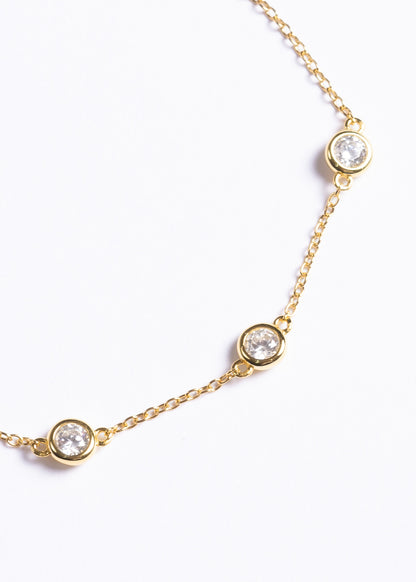 Pulsera forcé 3 puntos luz plata 925 baño en oro 18k
