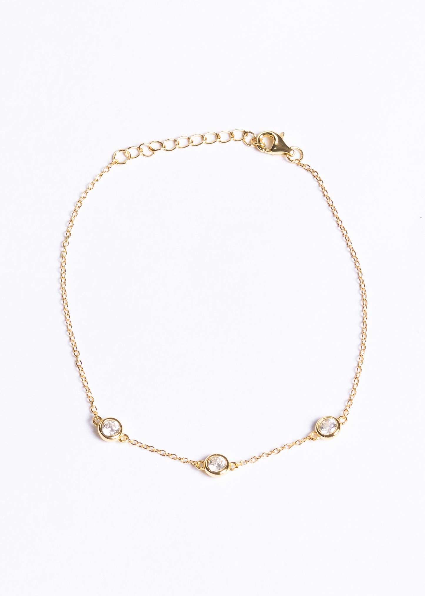Pulsera forcé 3 puntos luz plata 925 baño en oro 18k