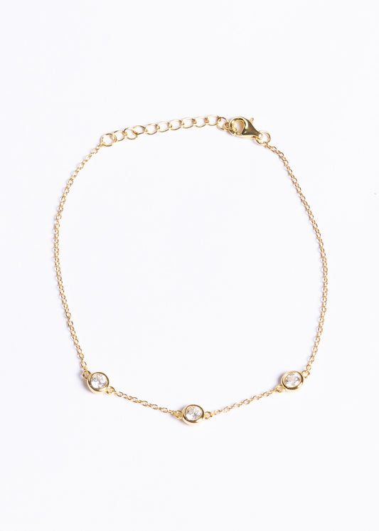 Pulsera forcé 3 puntos luz plata 925 baño en oro 18k