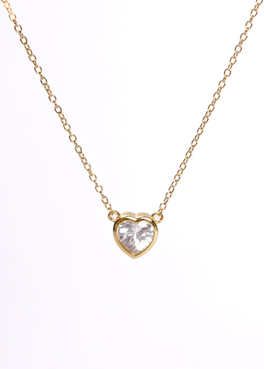 Cadena collar forcé dije corazón 7mm plata 925 baño en oro 18k