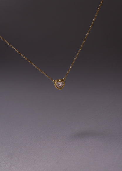 Cadena collar forcé dije corazón 7mm plata 925 baño en oro 18k