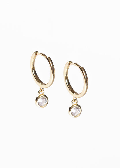 Caravanas aros punto luz plata 925 bañada en oro 18k