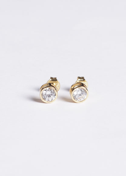Caravanas punto luz inglés plata 925 bañada en oro 18k