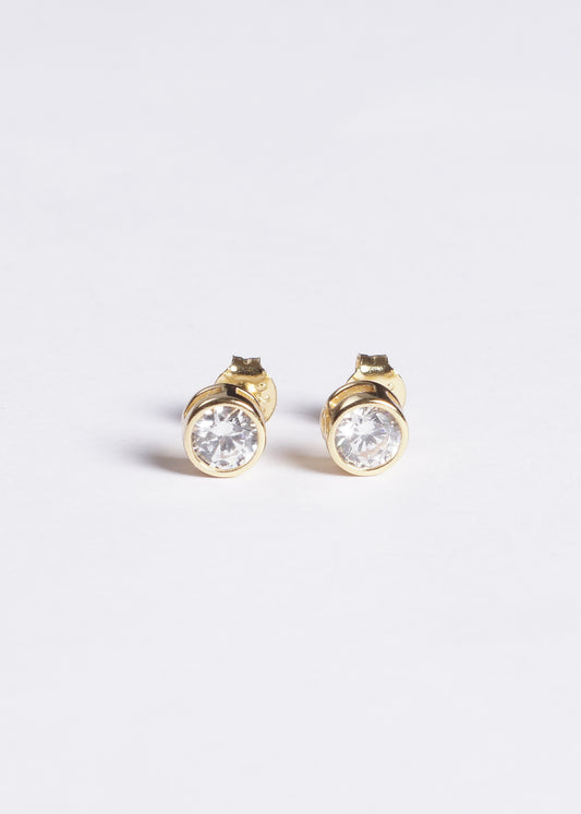 Caravanas punto luz inglés plata 925 bañada en oro 18k