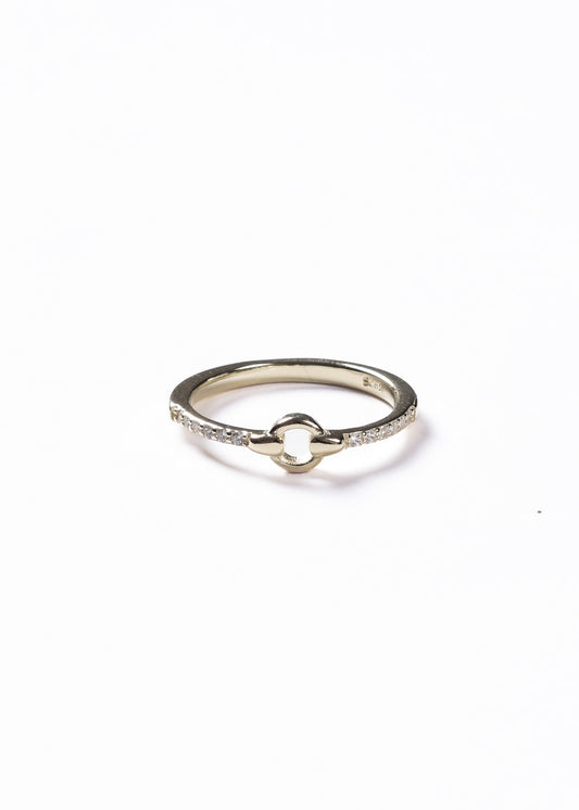 Anillo círculo y zirconias laterales plata 925 & baño en oro 18k