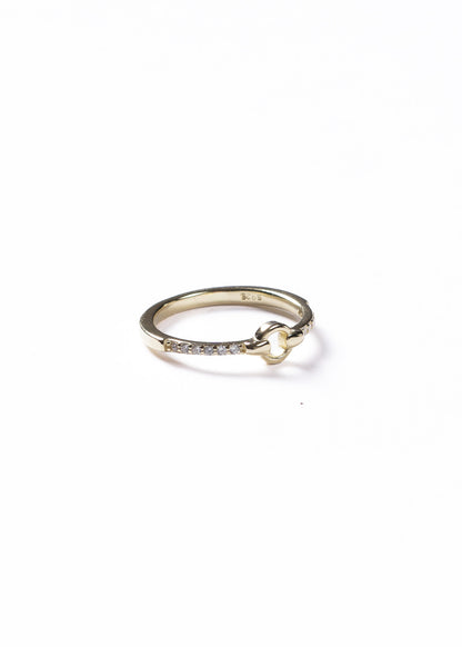 Anillo círculo y zirconias laterales plata 925 & baño en oro 18k