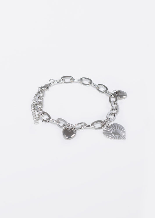 Pulsera eslabones dije corazón acero quirúrgico