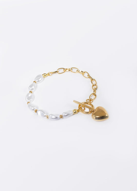 Pulsera eslabones y perlas acero quirúrgico
