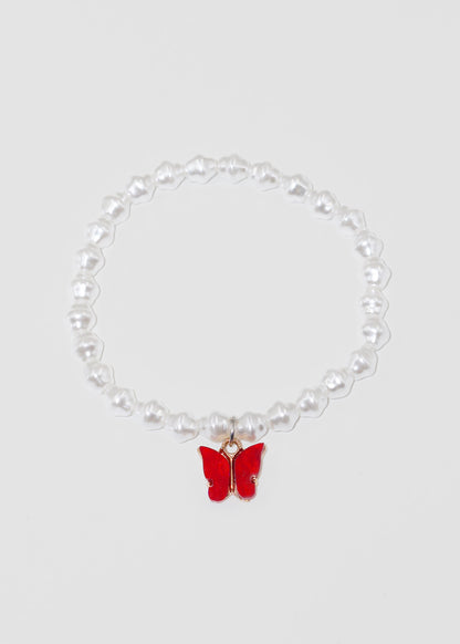 Pulsera perlas y dje mariposa elastizada