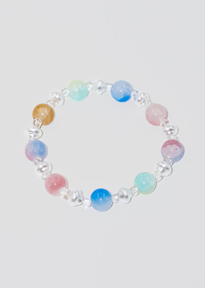 Pulsera perlas y esferas de colores elastizada