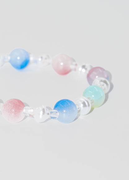 Pulsera perlas y esferas de colores elastizada