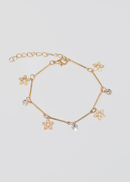 Pulsera barra flores con puntos luz