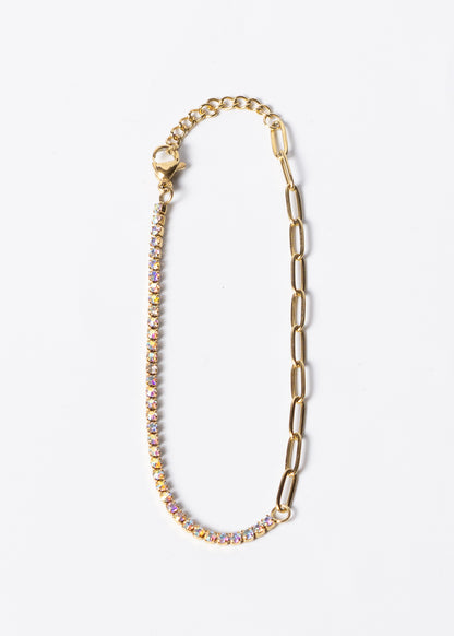 Pulsera tennis zirconia color acero quirúrgico