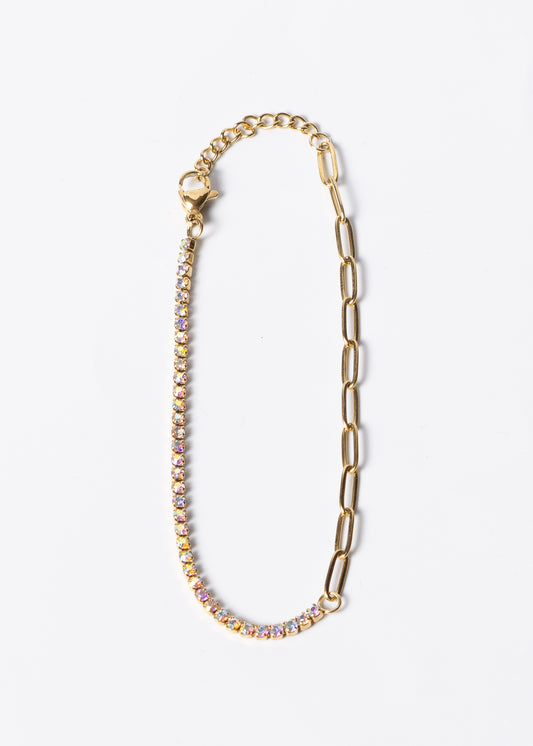 Pulsera tennis zirconia color acero quirúrgico